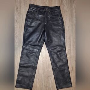Vintage 1990's Wilson Leather Motorcycle Pants Y2K Cowhide Womans 30-28
